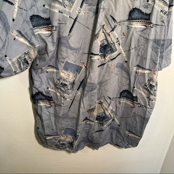 North River Short Sleeve Button Down Shirt Blue Fishing - Picture 9 of 11